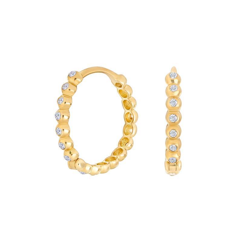 8 Karat Guldcreoler med Kugler og Zirkonia 18mm