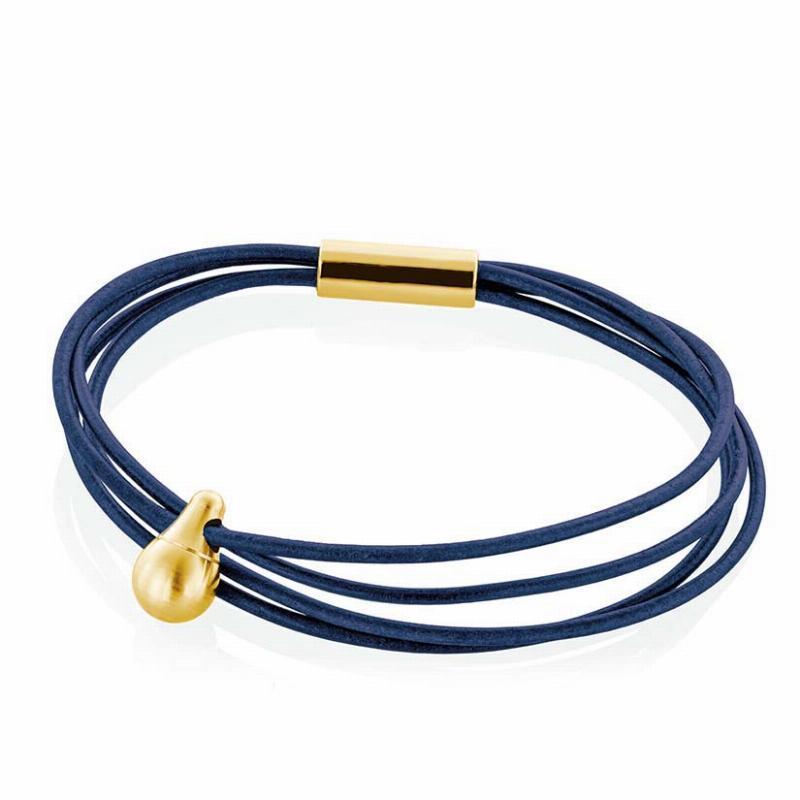 Askebæger Armbånd med Guldbelagt Charm og Læder
