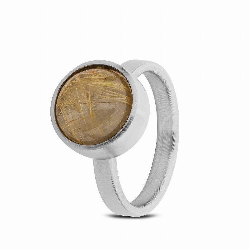 Askering i guld med rutileret kvarts