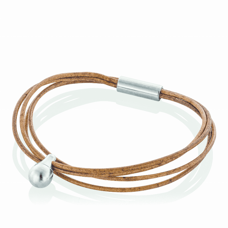 Askebrænder Armbånd med Charm i Cognac Læder