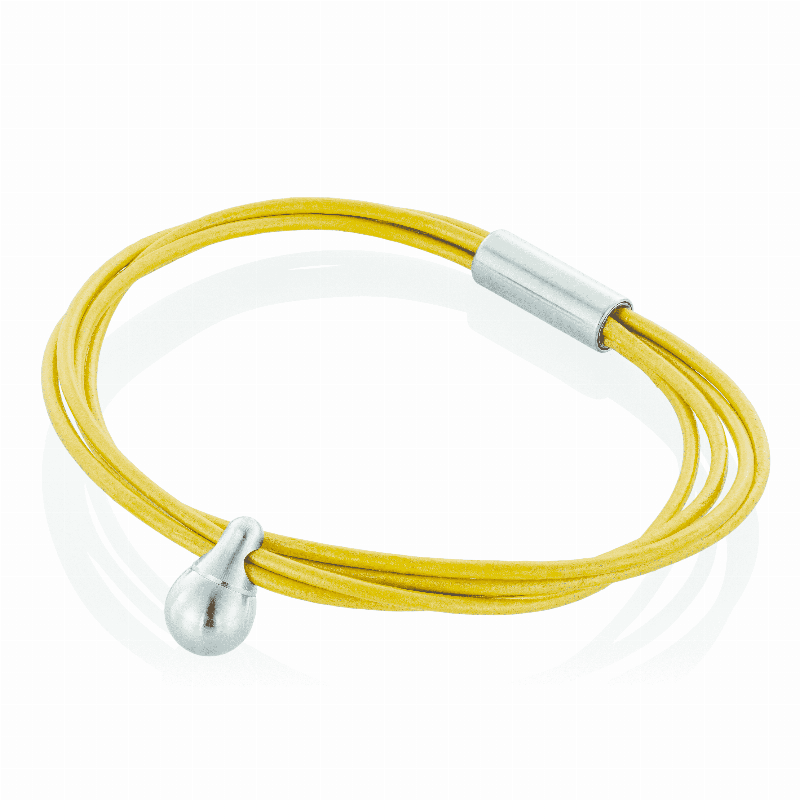 Askesmykke  Armbånd M Charm  Gul Læder