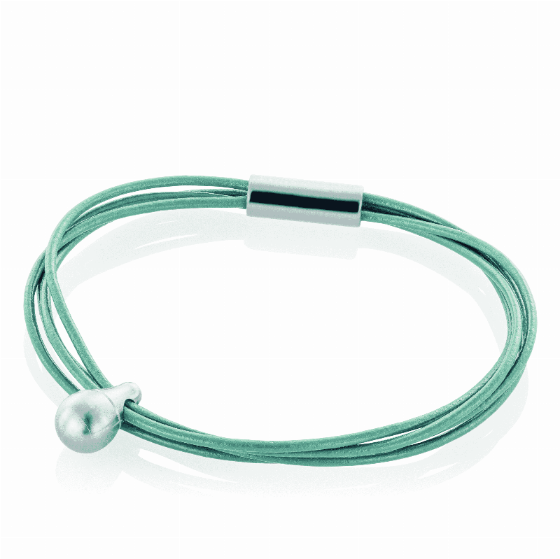 Askebæger Armbånd med Charm i Petroleum Læder