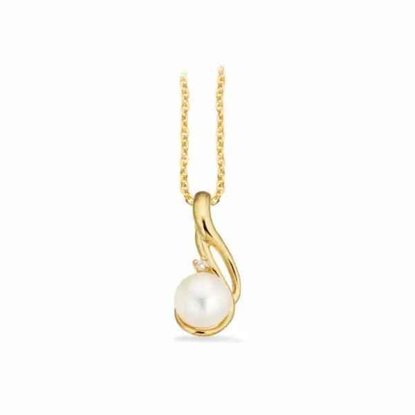 8 Karat Guld Vedhæng med Ferskvandsperle