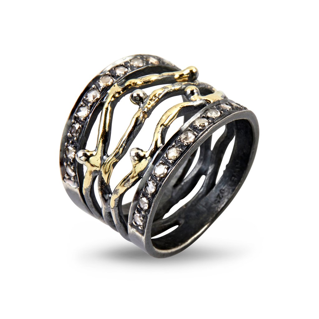 Benedict Sterling Sølv Ring Fra By Birdie Med 14 Karat Guld