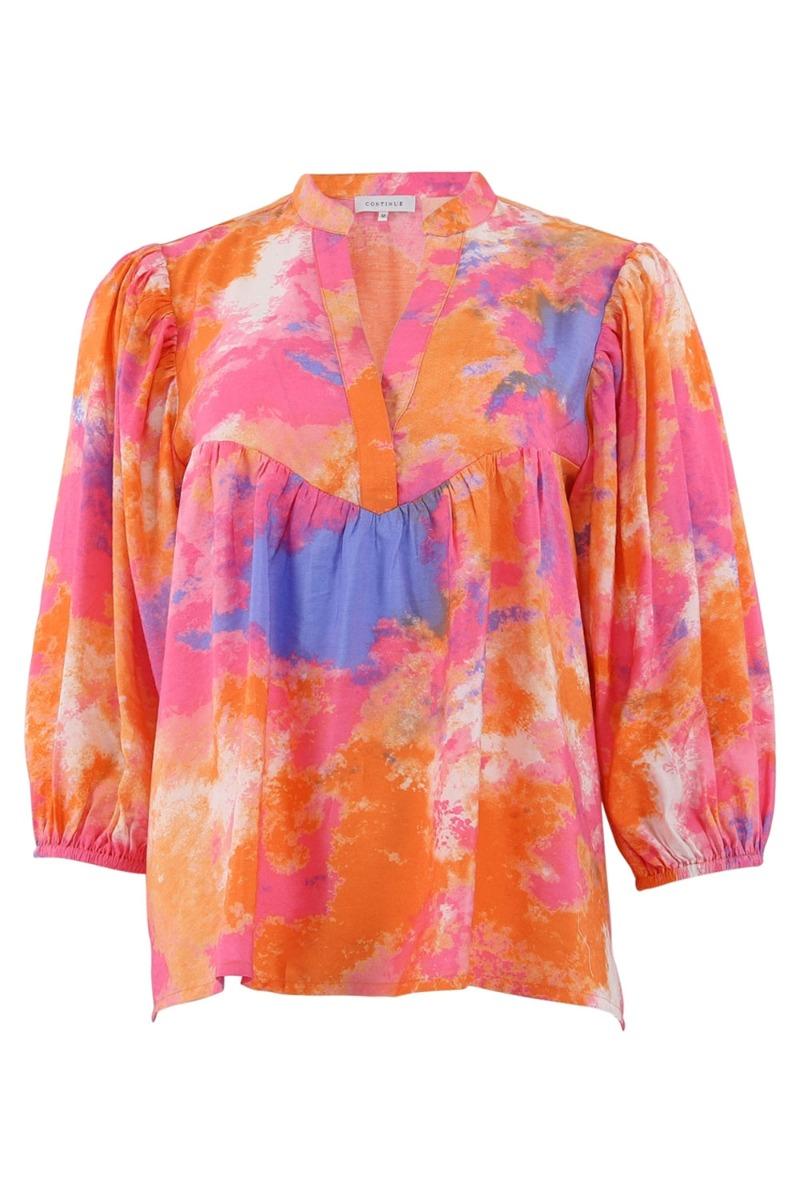 Continue - Bluse - Arendse Waterprint - Orangepink Udsalg