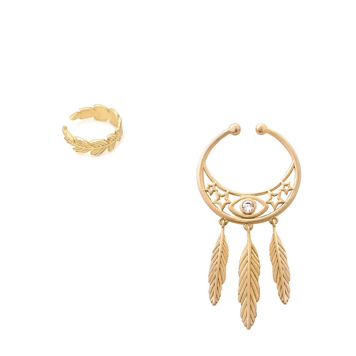 Chasingfeathers øreringe  Earcuffs - 2 Pak - 18 Karat Guldbelagt Sterling Sølv - Spar 99 Kr