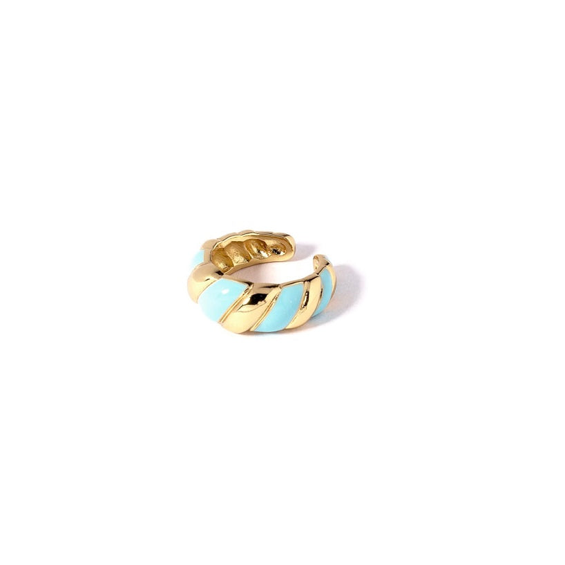 Cuff  ørering - Bluecroissant - Onesize Regulerbar Størrelse - 18 Karat Forgyldt Sterling Sølv