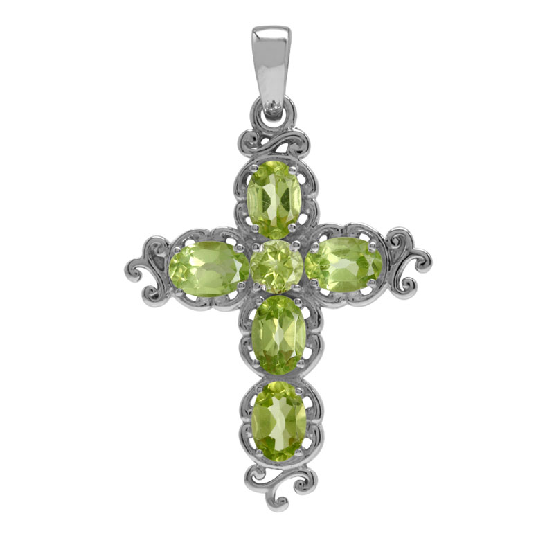 Kors Med Peridot - 37mm - Ukæde